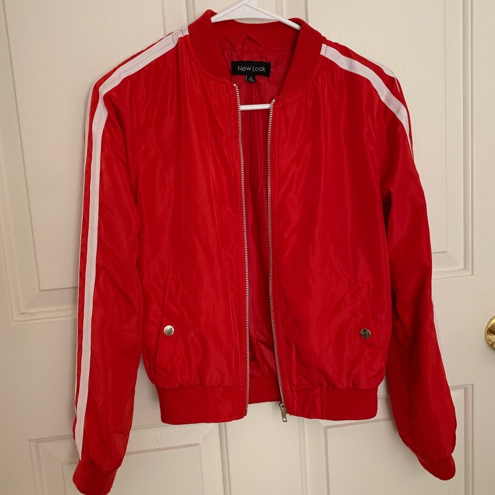 Red and White Bomber Jacket